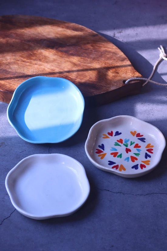 Handmade LoveisLove, White & Ocean Blue Handmade Dessert Plates