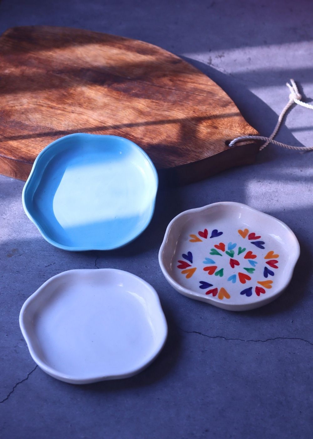 Handmade LoveisLove, White & Ocean Blue Handmade Dessert Plates