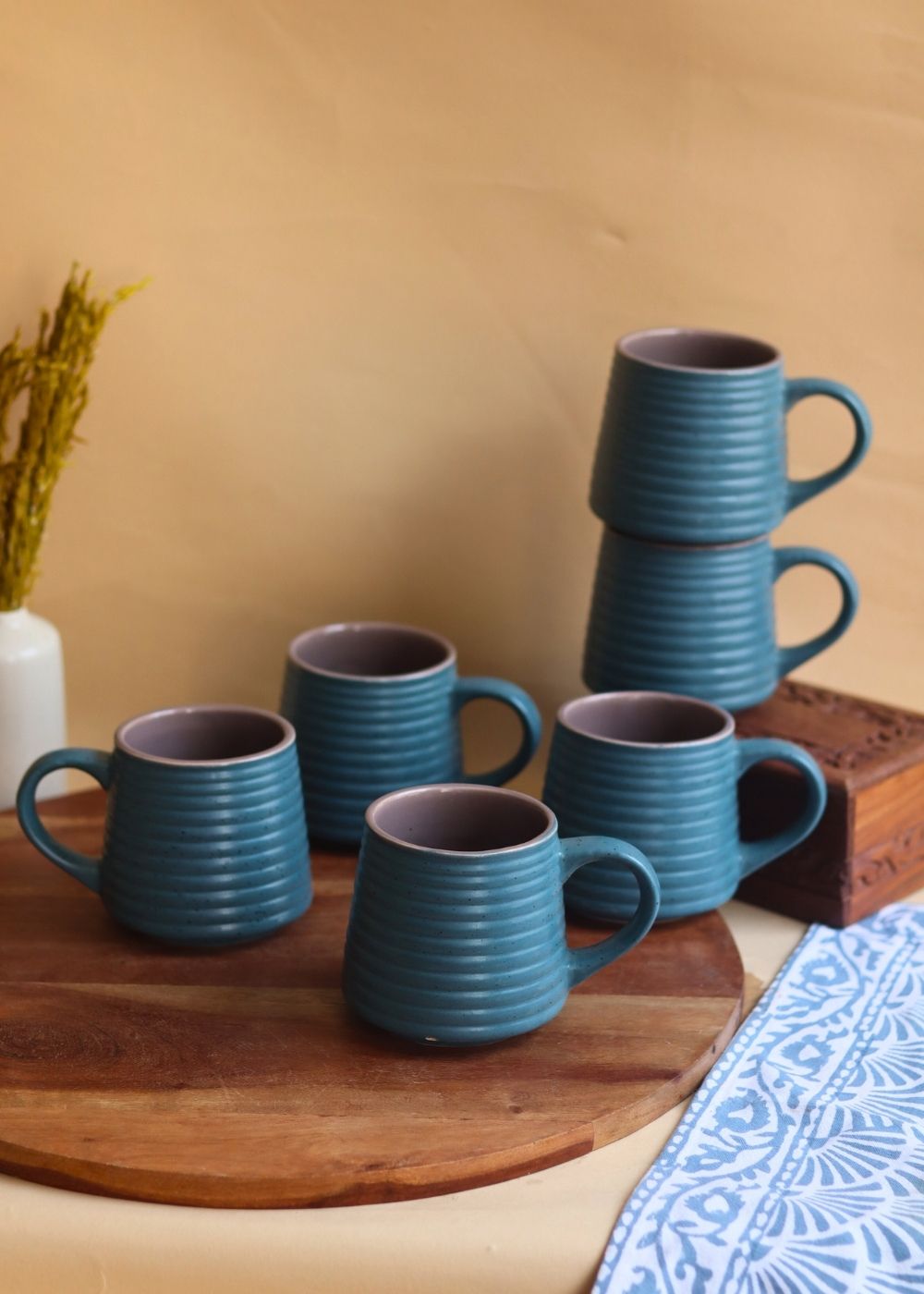 Mesmerising Blue Coffee Mug - Set of 6 made by ceramic