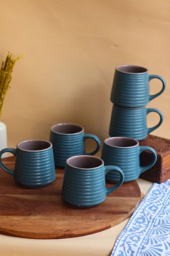 Mesmerising Blue Coffee Mug - Set of 6 made by ceramic