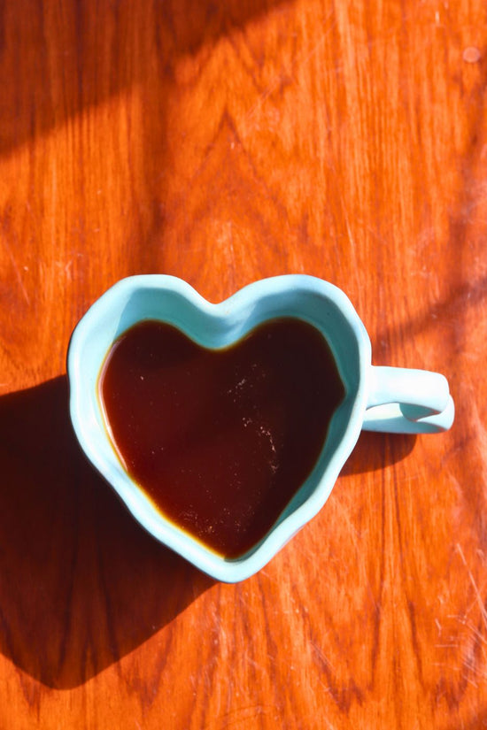 blue heart mug for your morning coffee