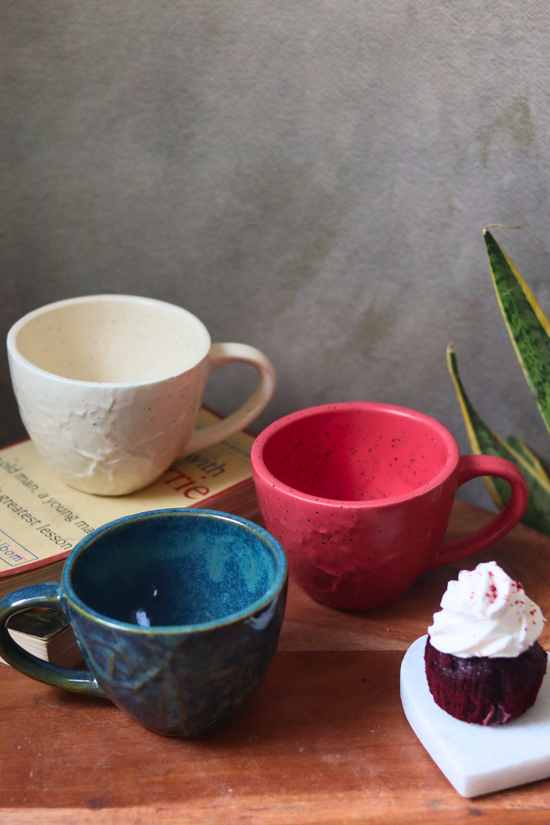 handmade textured mugs set of three