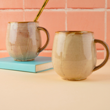 cozy beige coffee mug made by ceramic 
