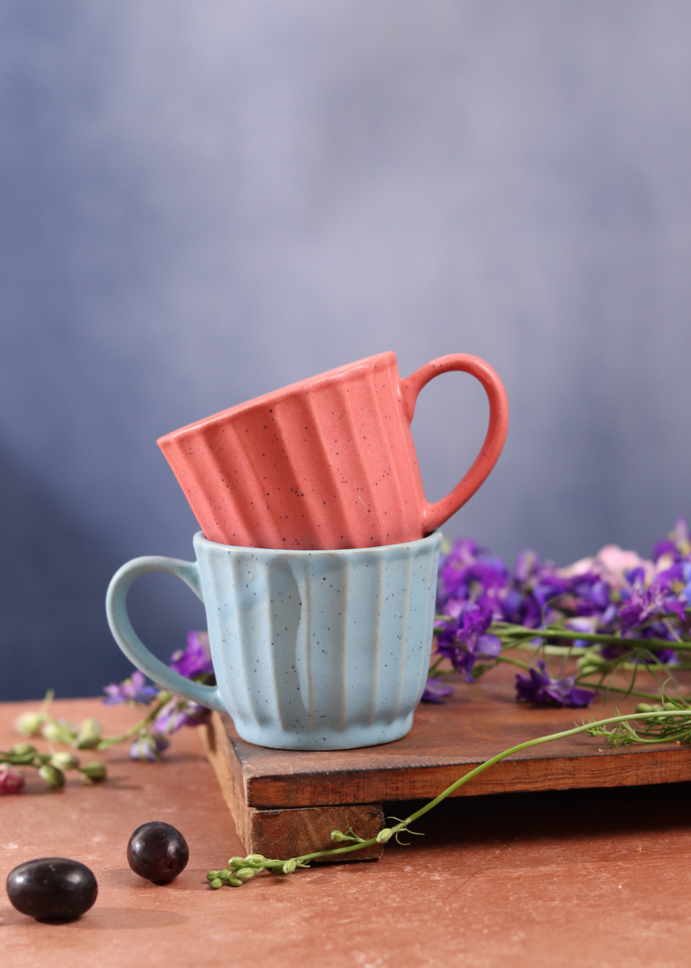 handmade Auro chai cups - sky blue & pink 
