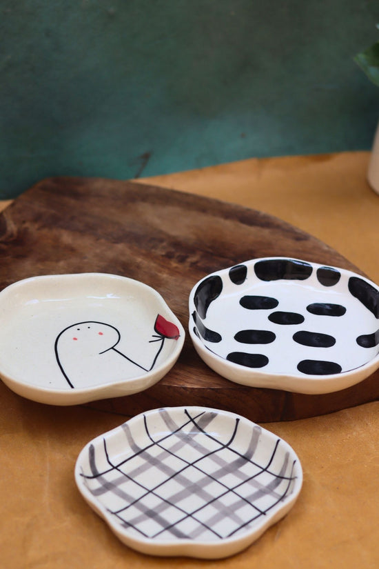 Checks, Zebra & Crosses Handmade Dessert Plate with premium quality material