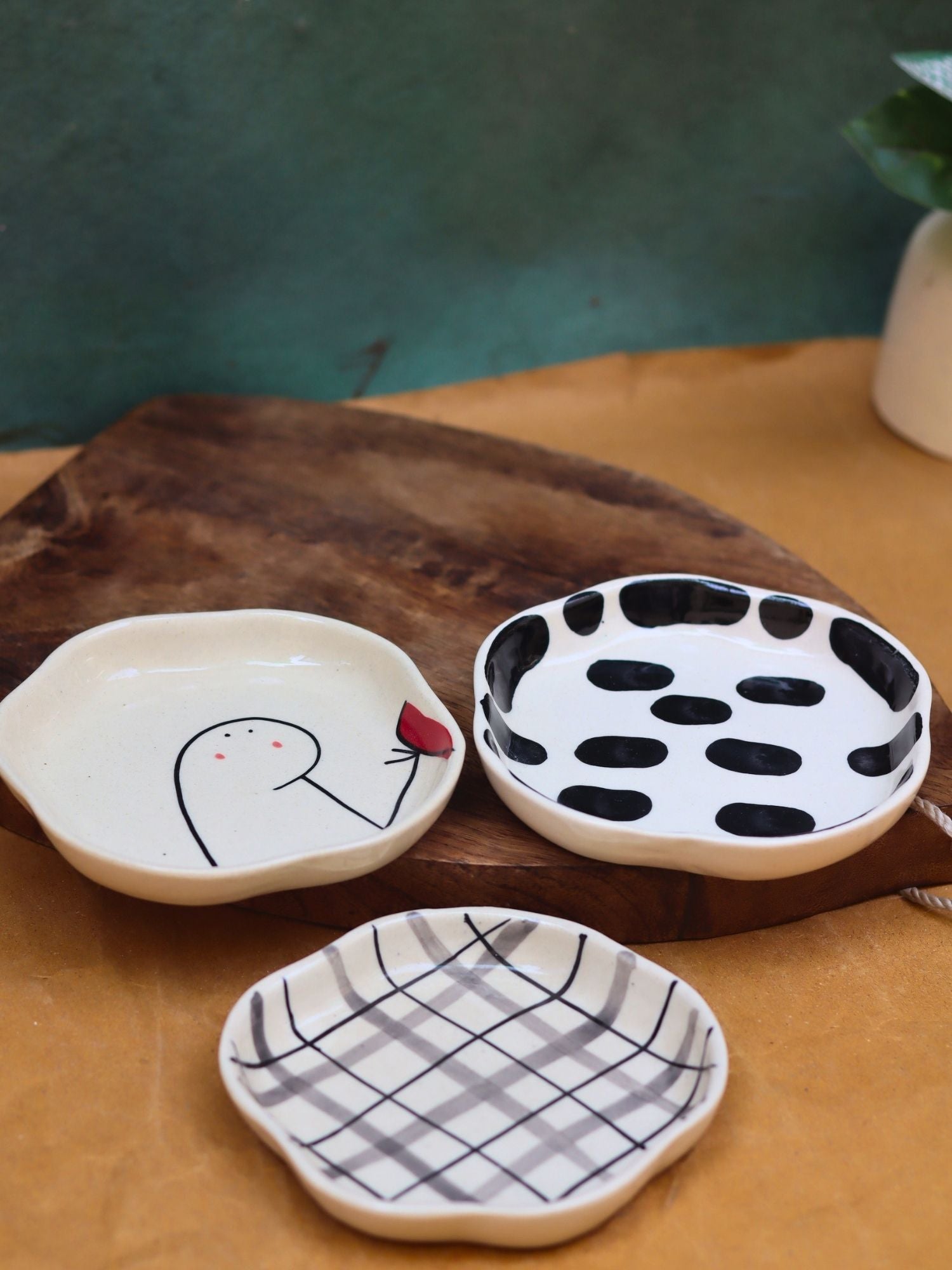 Checks, Zebra & Crosses Handmade Dessert Plate with premium quality material