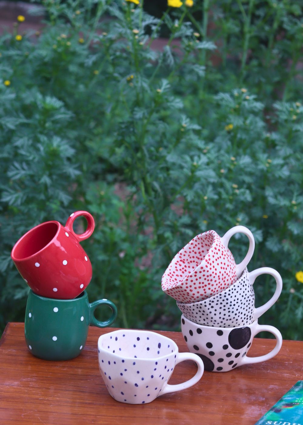 Handmade Set of 6 Polka Mugs (for the price of 5)