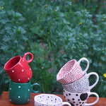 Handmade Set of 6 Polka Mugs (for the price of 5)