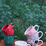 Handmade Set of 6 Polka Mugs (for the price of 5)