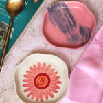 Red Ombre & Flower Handmade Dessert Plate with premium quality material