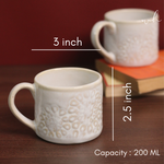Floral engraved coffee mugs height & breadth