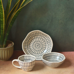 Handmade ceramic zebra breakfast set