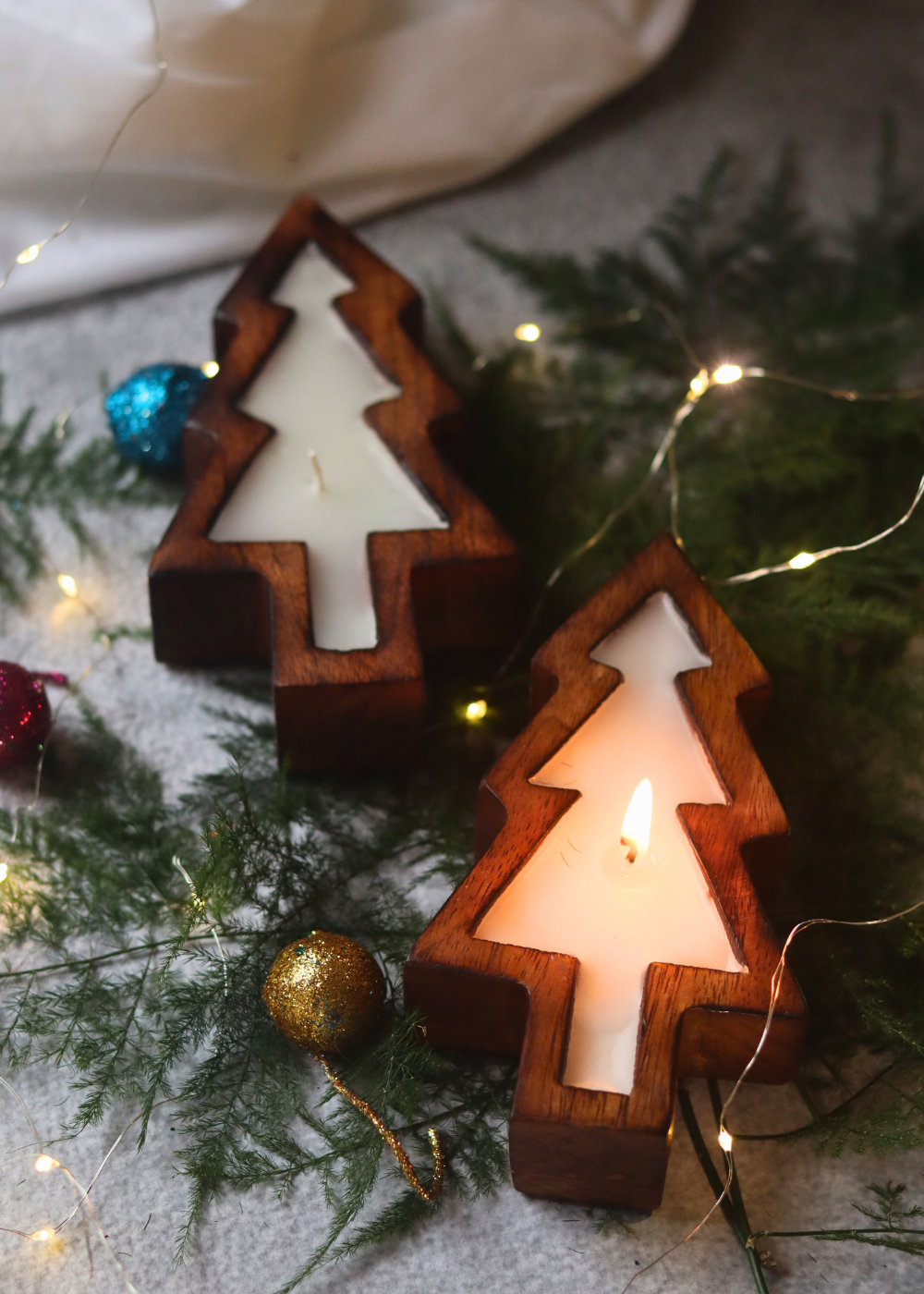 Christmas tree soy wax candle wooden 