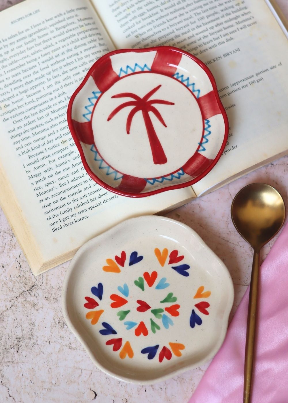 LoveisLove & Palm Handmade Dessert plate made by ceramic