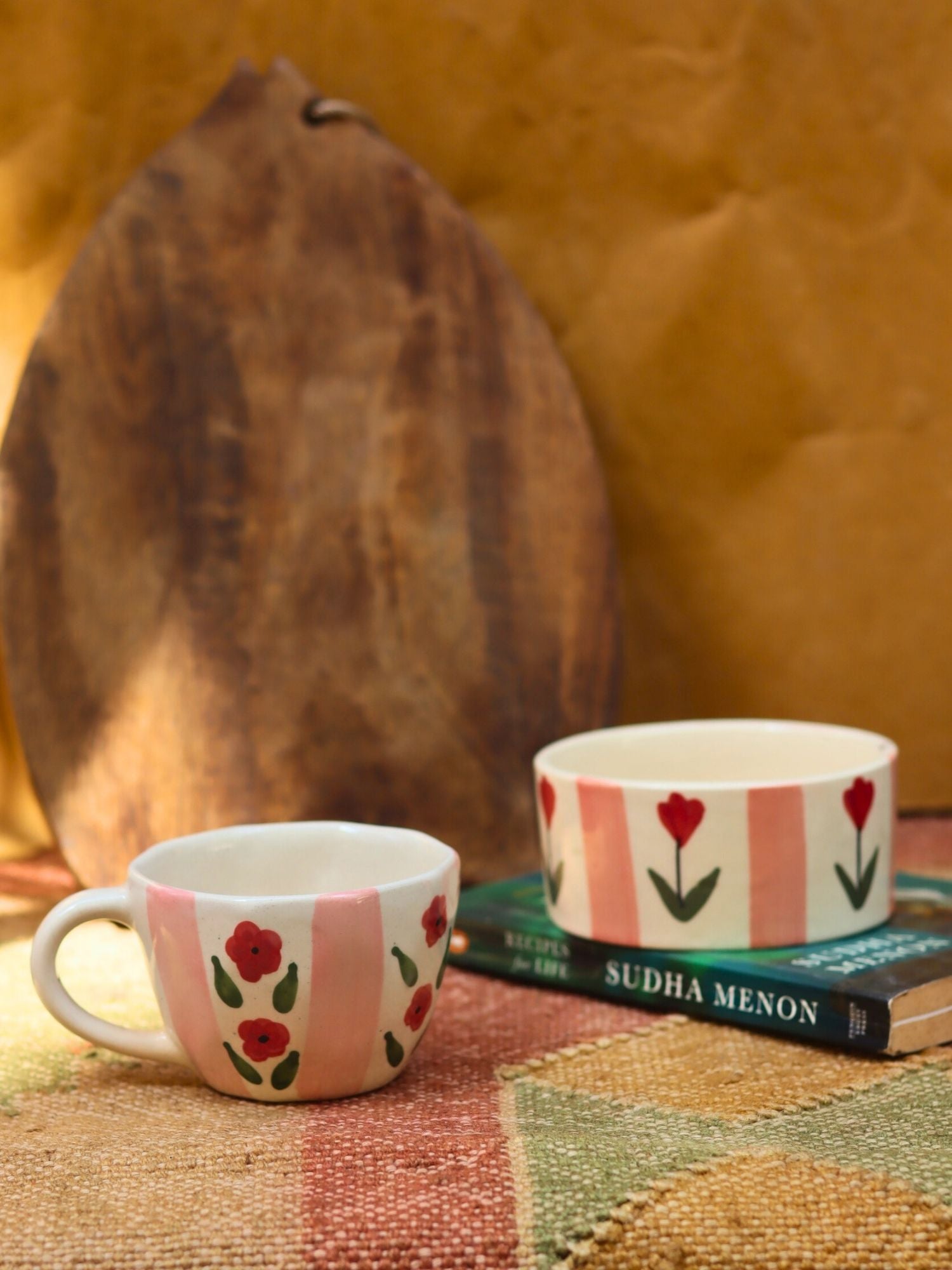 Handmade Set of 2 - Pastel tulip Mug & Bowl Combo