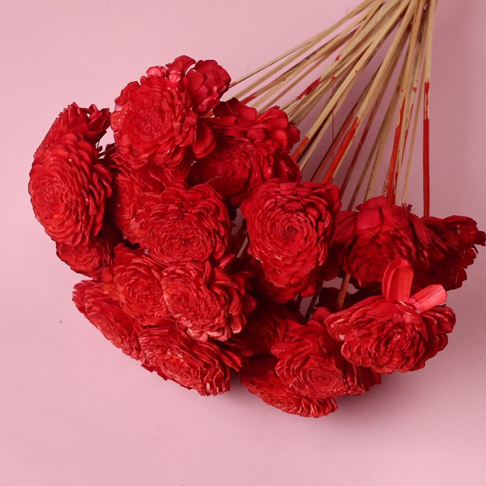 Dried red roses bouquet 