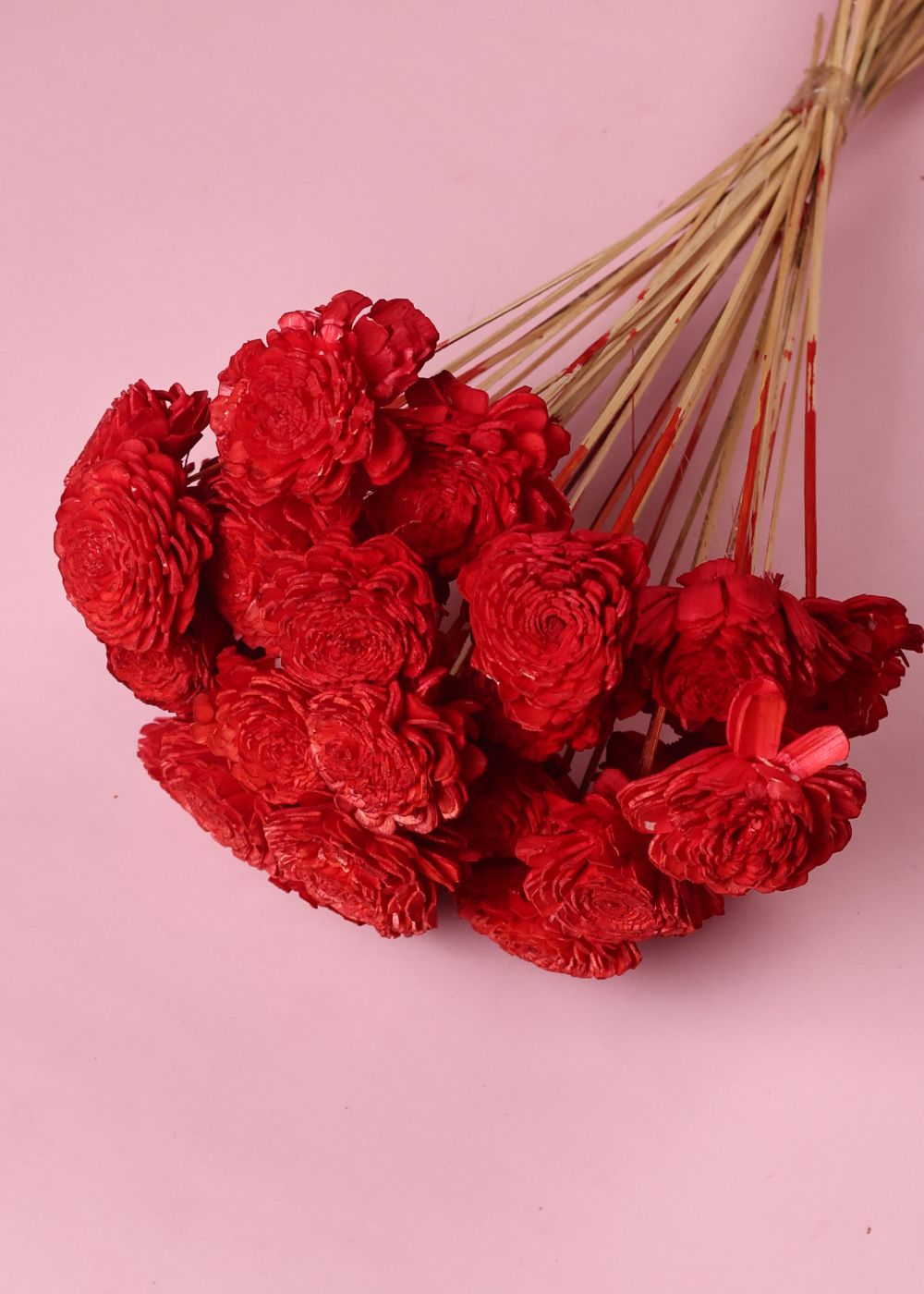 Dried red roses bouquet 