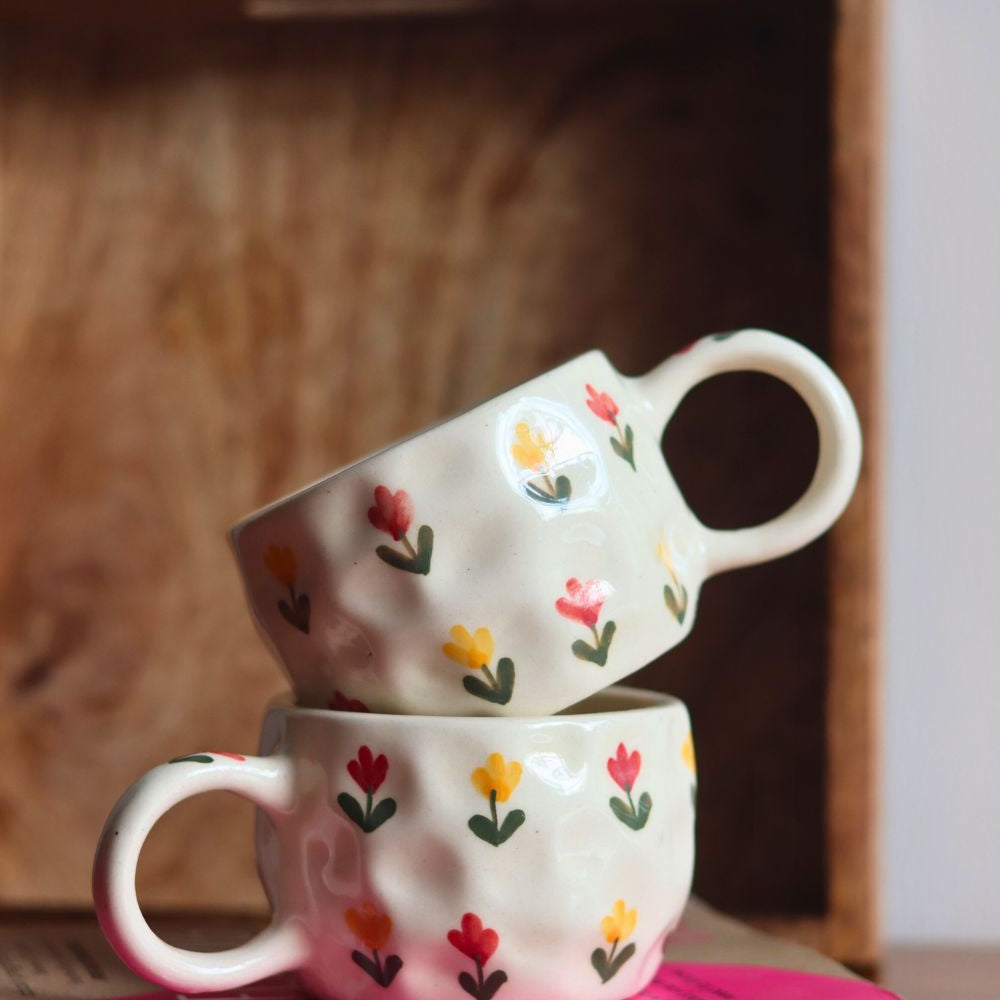 tulip floral mug made by ceramic 