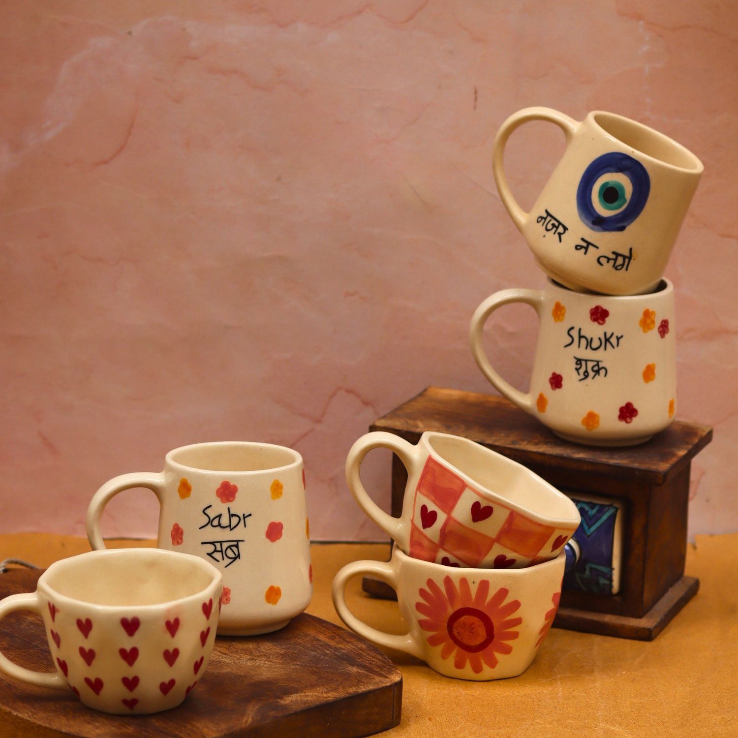 Handmade Set of 6 Tea & Coffee Sip Mugs (for the price of 5)