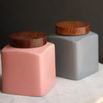  Pink & Grey Square Jars Handmade 