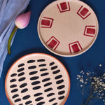 Handmade Set of 2 - Red Brick & Striped Platter