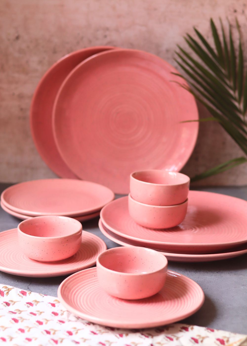 Handmade Set of 12 - Rosy Pink Dinner Set