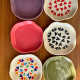 set of 6 handmade dessert plate with different type color