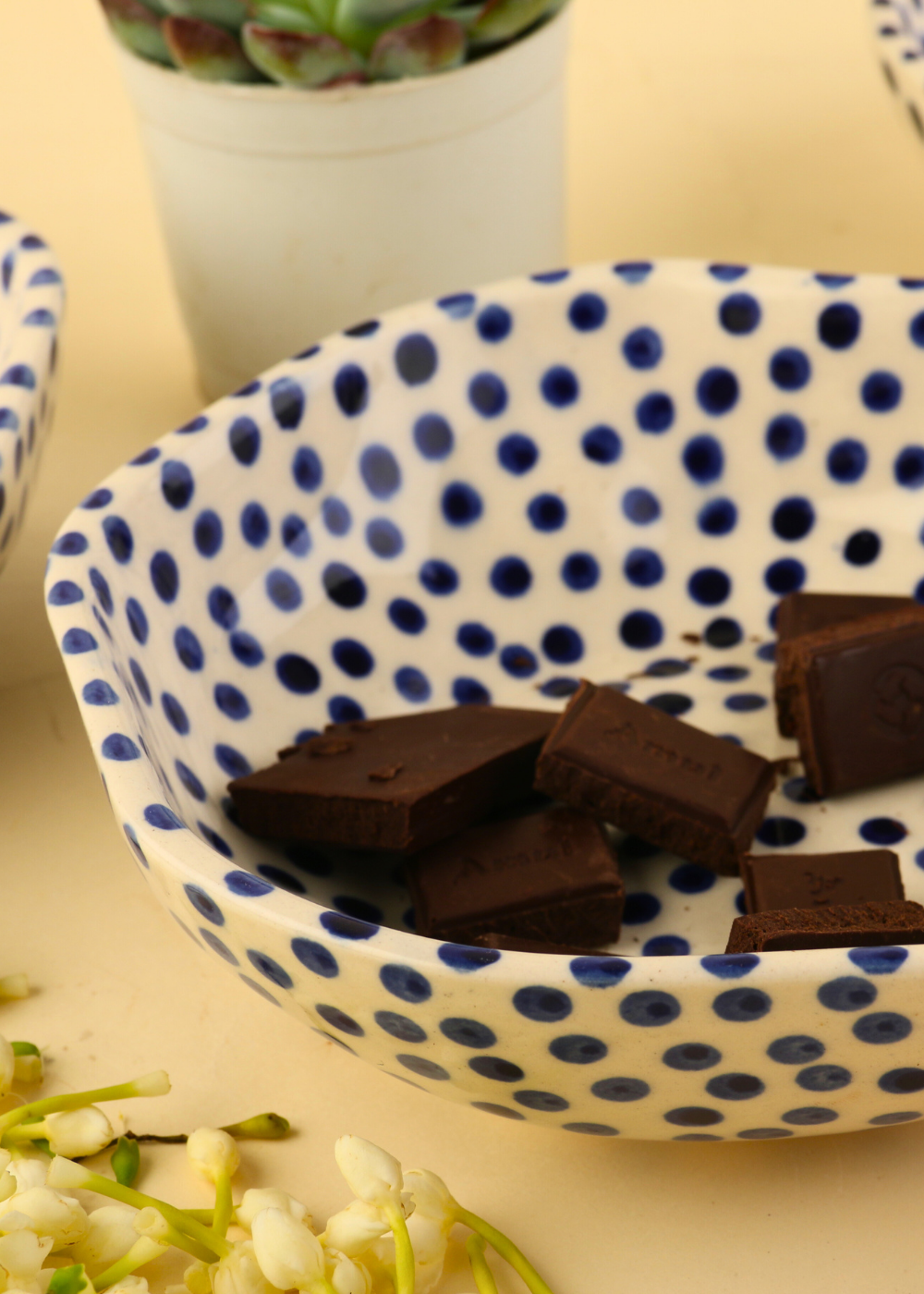 Handmade bowl with chocolates