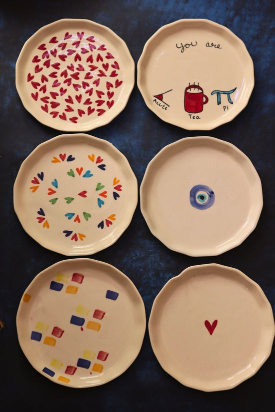 Set of 6 Love Bites Snack Plate (for the price of 5) handmade in india