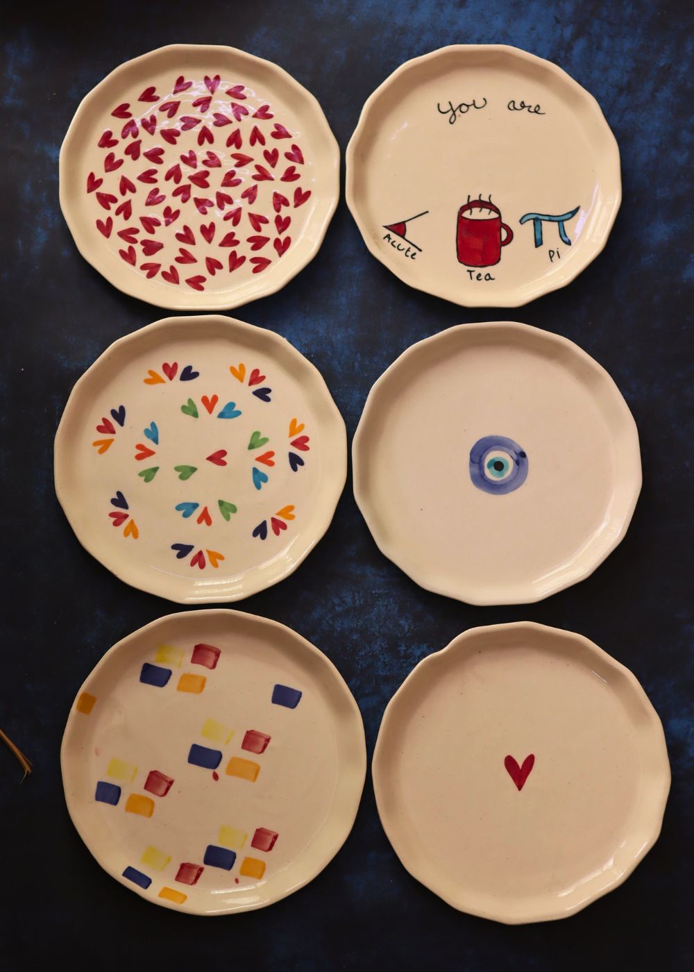 Set of 6 Love Bites Snack Plate (for the price of 5) handmade in india