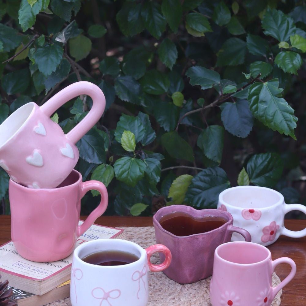 Set of 6 Spring blossom Mugs (for the price of 5) made by ceramic