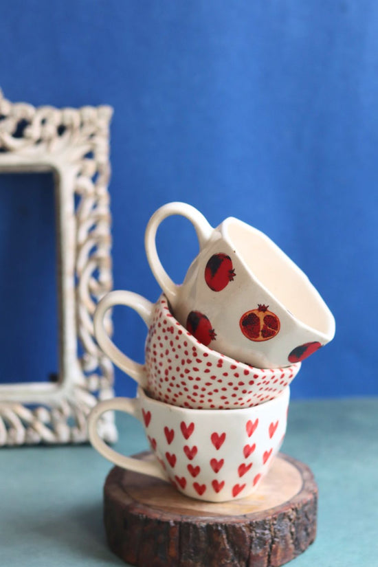 Handmade Set of 3 - Love Swirl Mugs