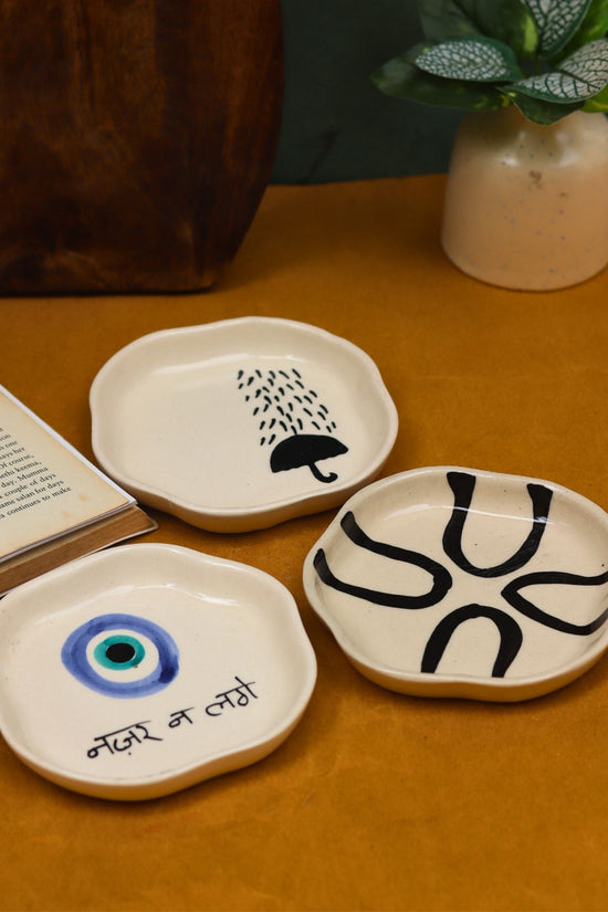 Nazar, Umbrella & Abstract Handmade Dessert Plate with premium quality material