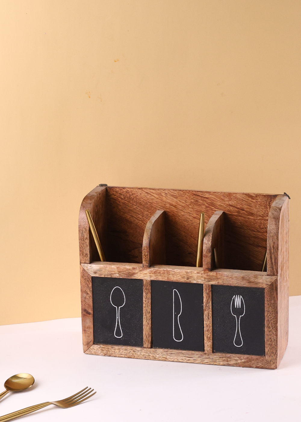 Wood cutlery holder handmade 