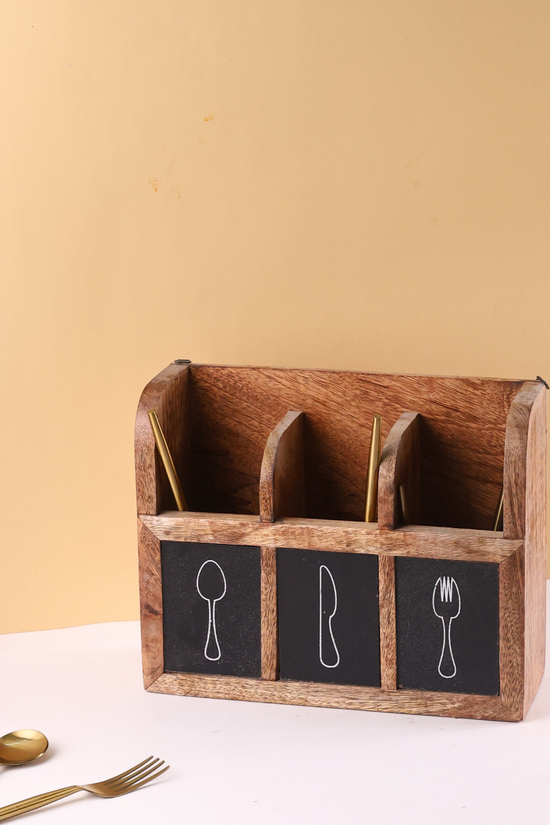 Wood cutlery holder handmade 