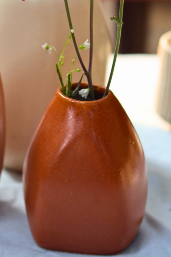 ceramic little rust vase 