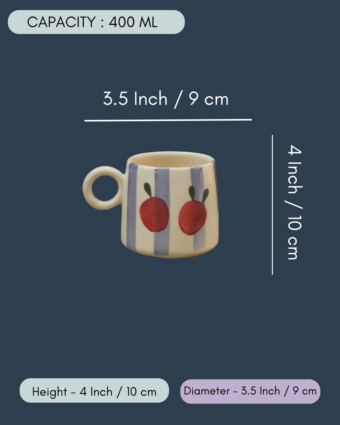 Striped Cherry Mug - Blue