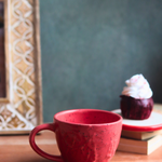handmade red textured mug