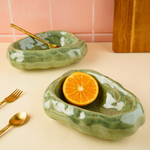 pistachio stoneware curry bowl with green color