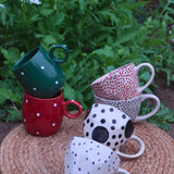 Set of 6 Polka Mugs (for the price of 5) made by ceramic