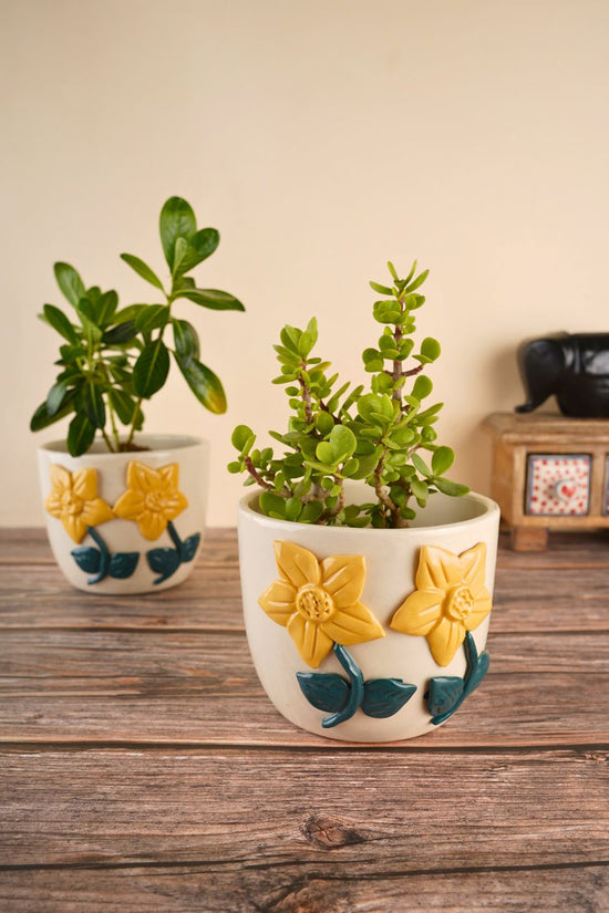 daisy bloom planter handmade in india