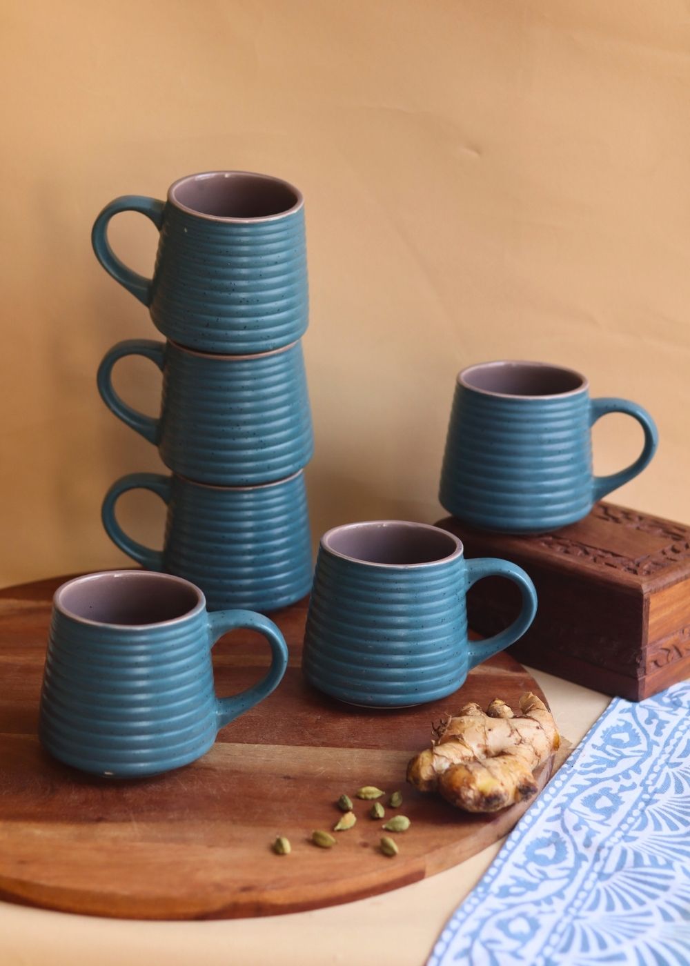 Mesmerising Blue Coffee Mug - Set of 6 handmade in india