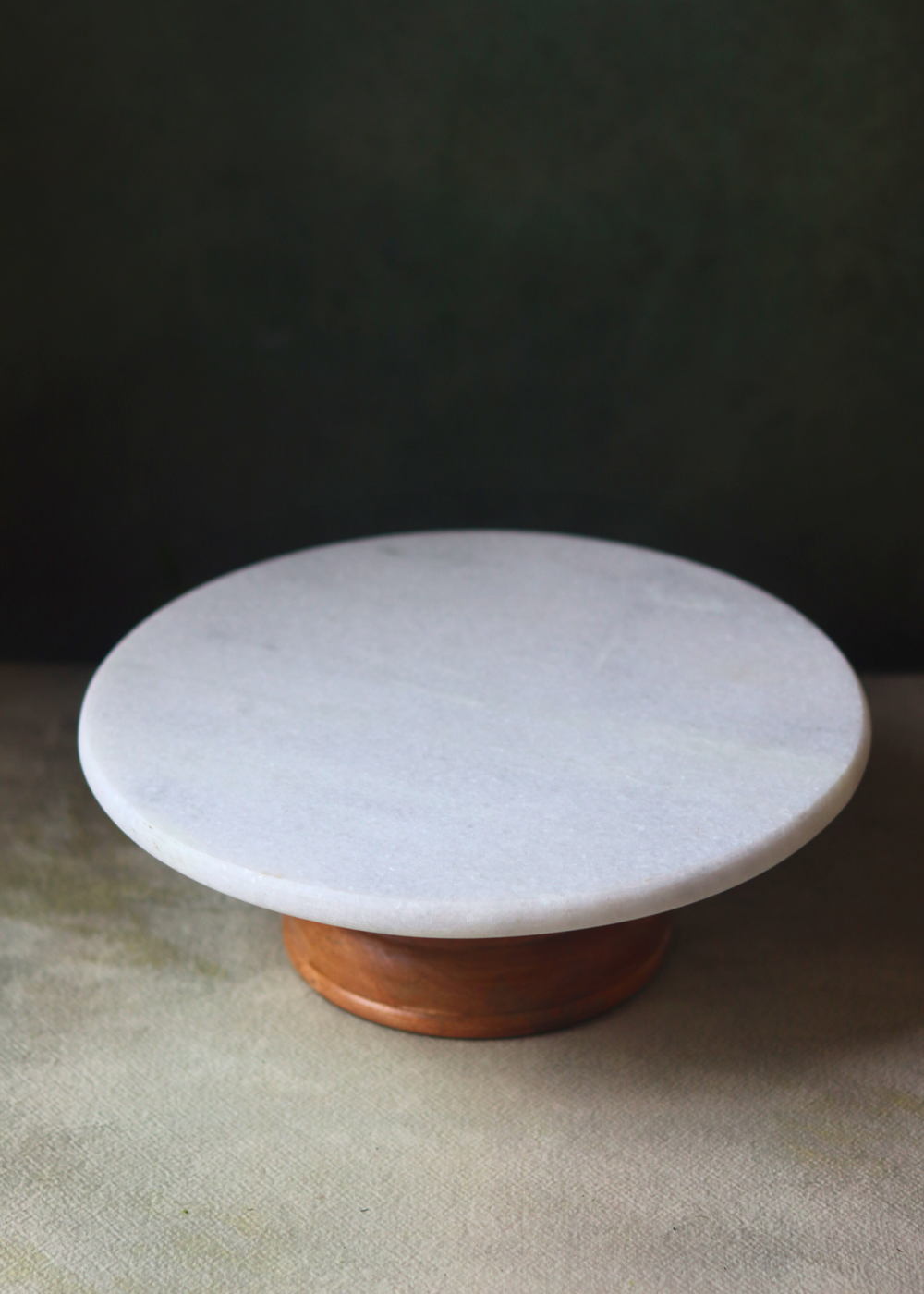 Handmade cake stand wood & marble 