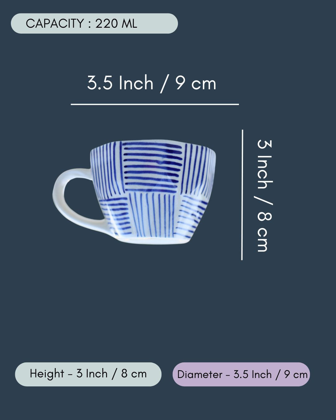 Set of 6 - Blue All Lines Mug