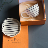 Black Lined Mug & Zebra Dessert Plate in a gift Box