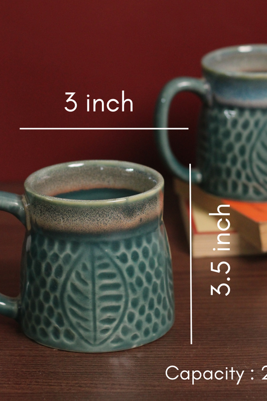 Teal Green Leaf Coffee Mug