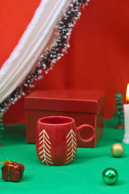 Christmas Tree Cuddle Mug - Red in a Gift Box made by ceramic
