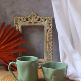 Sage Green Wavy Mug & Bowl