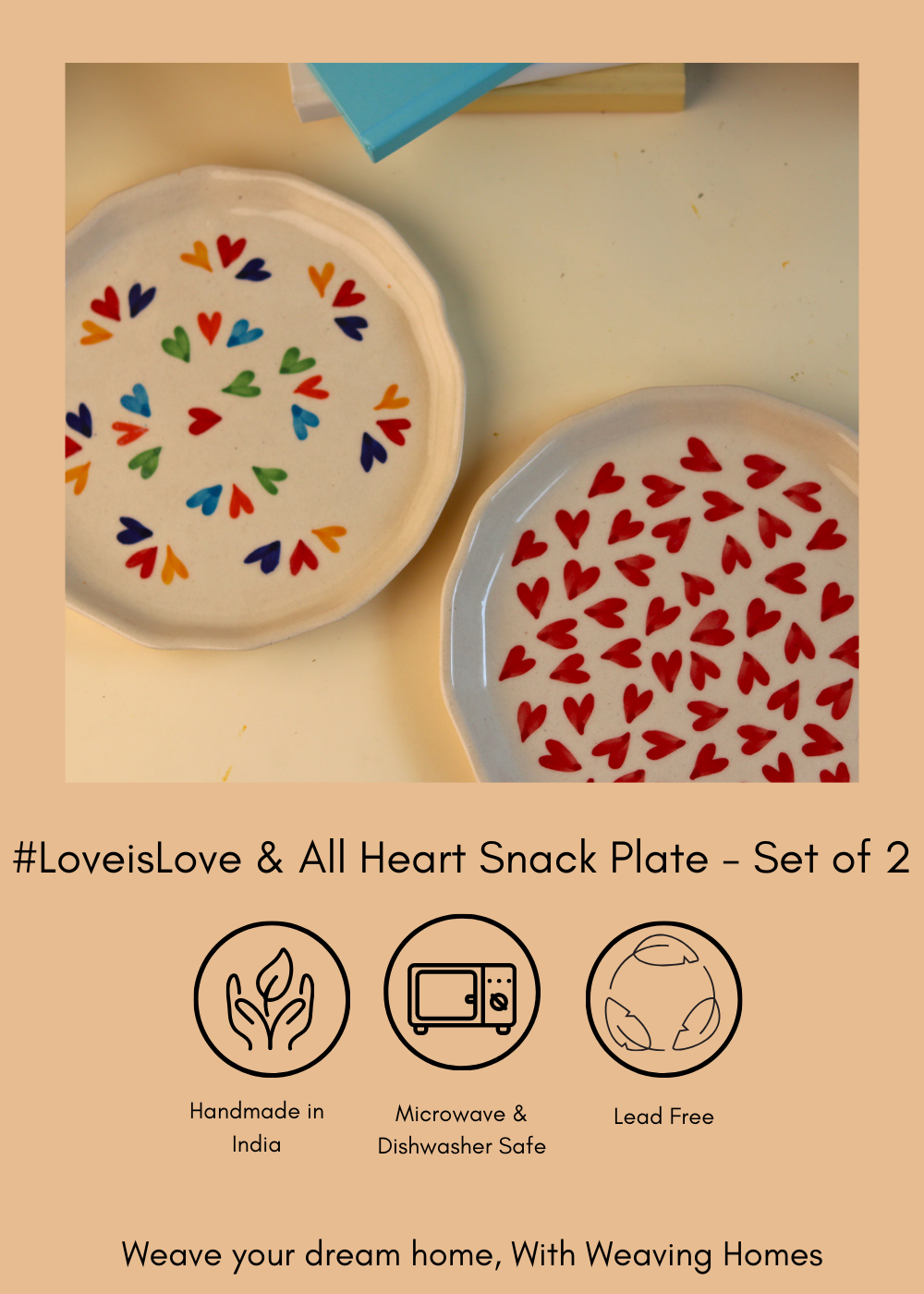 loveislove & all heart snack plate handmade in india