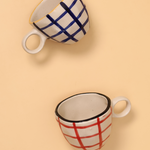 handmade red & blue checks mug combo 